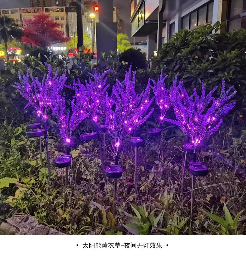 2025 New Purple Lavender Flower Solar Garden Lights Outdoor Decorative Lawn Lamp for Patio Yard Decor