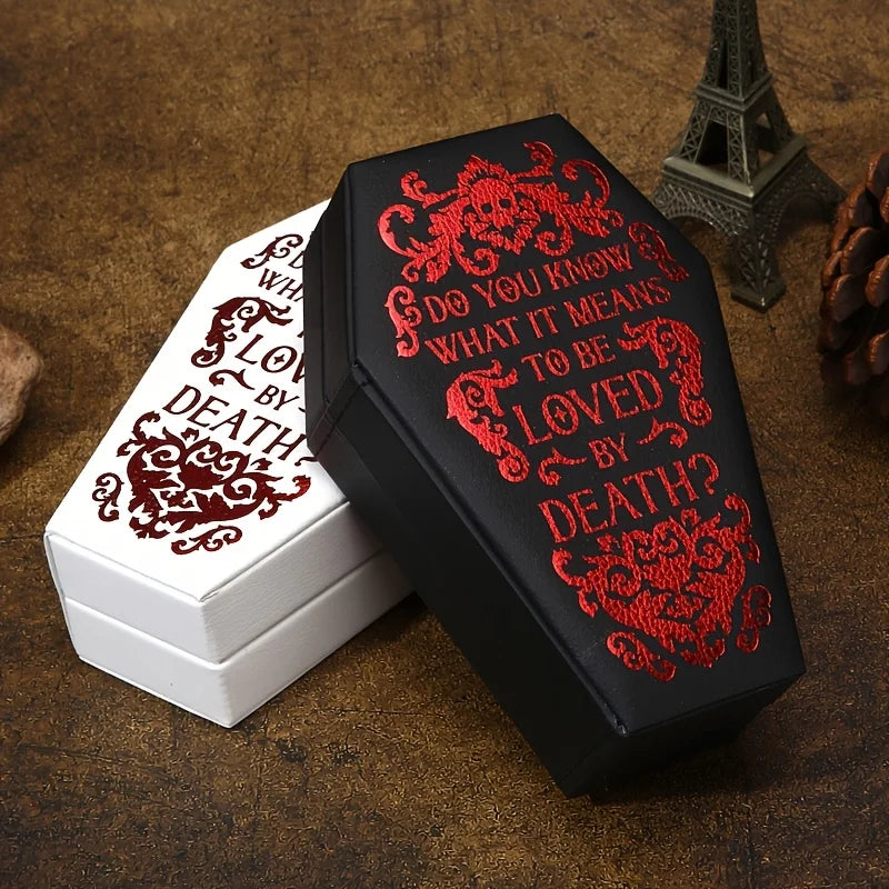 1/2pcs Gothic Coffin-Shaped Jewelry Box PU Leather Multi-Compartment Organizer for Rings Necklaces Earring Halloween Gift Case