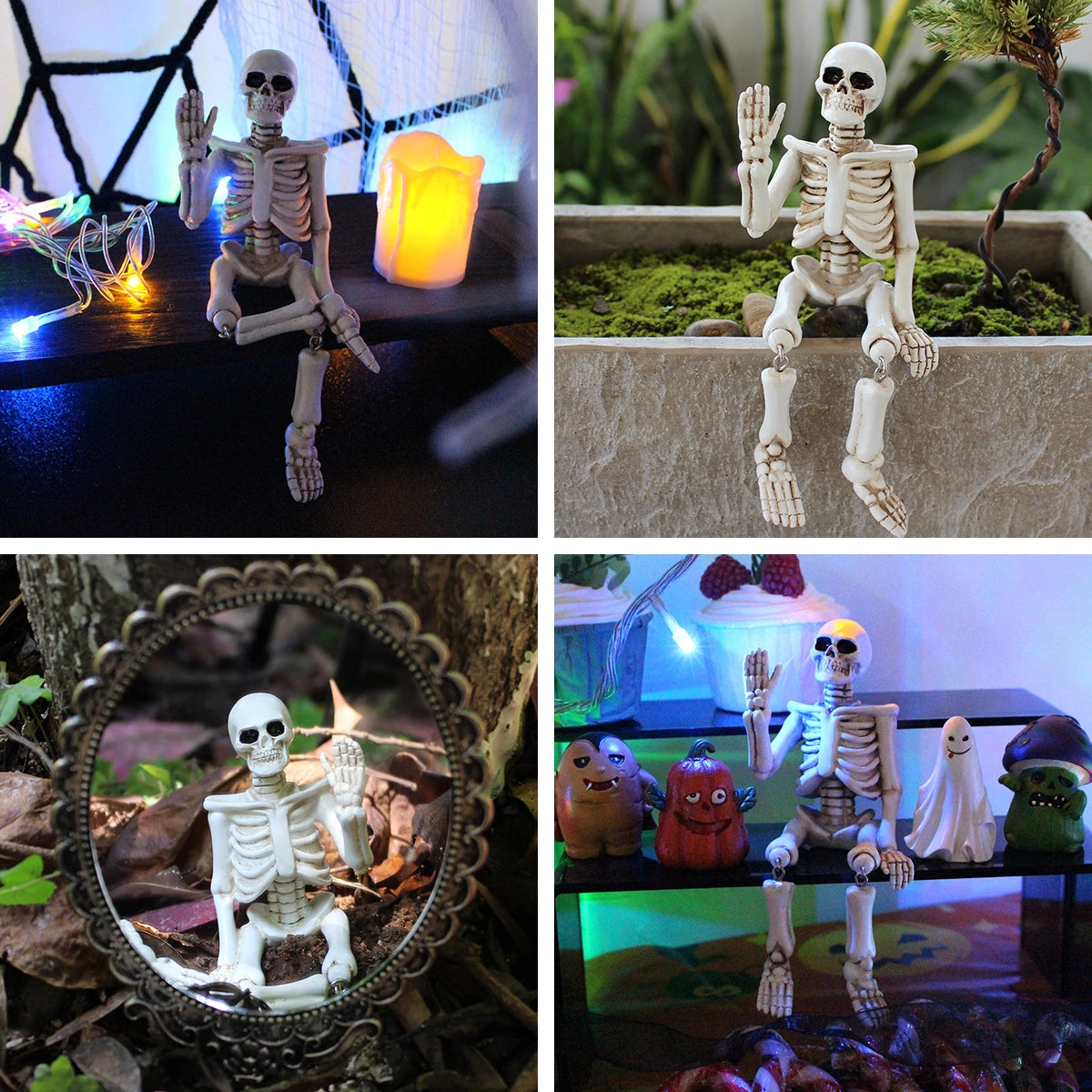 Halloween decorations, waving hands, skull ornaments, resin crafts, ghost festival horror atmosphere, landscaping props