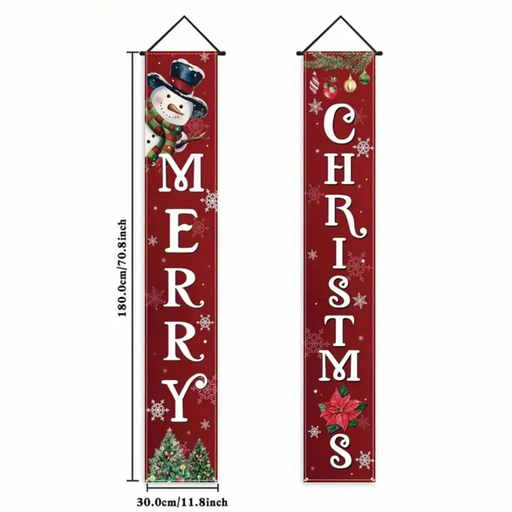 Christmas Hanging DoorBanner Antithetical Couplet Merry Christmas Party Decoration New Year 2026 Christmas Wall Banner Xmas Gift