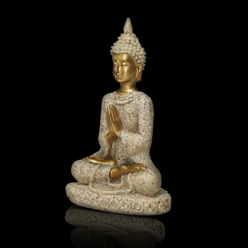 Miniature Buddha Statue Nature Sandstone Fengshui Thailand Buddha Sculpture Hindu Figurine Home Decorative Ornament