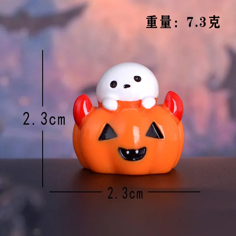 Halloween Micro Landscape Miniature Figurines Resin Craft Mini Fairy Garden Ornaments Cute Pumpkin Ghost Home Decor