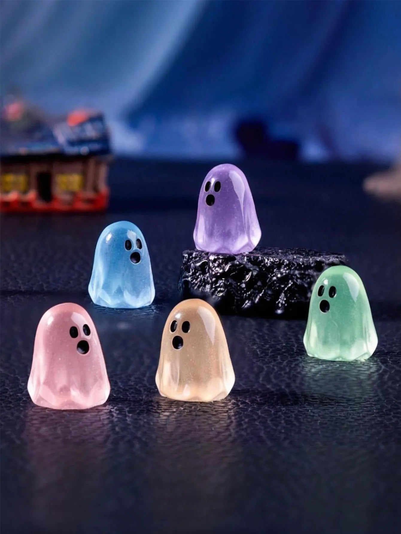 10/20pcs Luminous Multicolor Halloween Mini Resin Ghost Glow in The Dark Miniature Ghost Figurines Tiny Ghost Ornaments