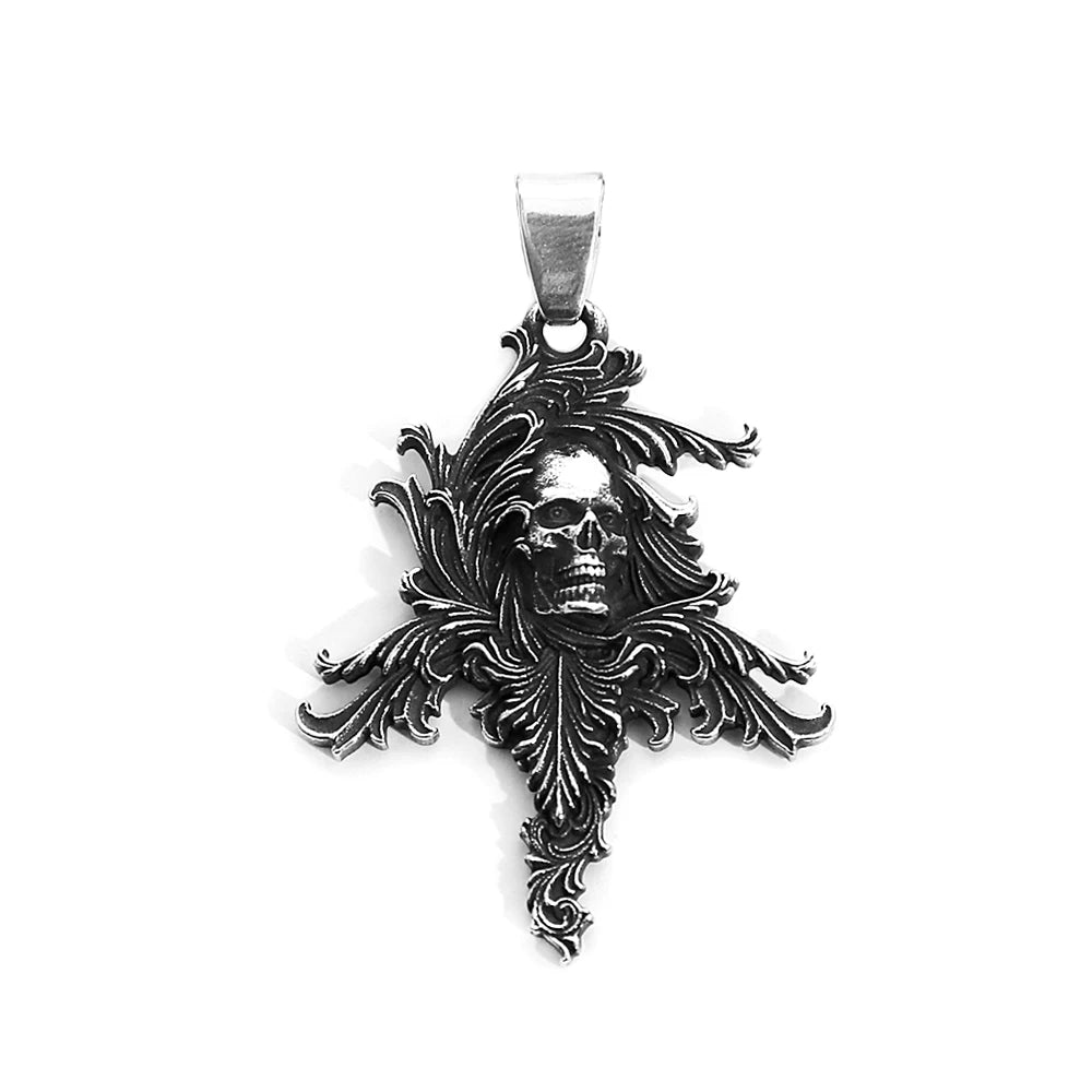 Gothic Hip Hop Skull Pendant Necklaces For Men Stainless Steel Punk Fashion Skeleton Necklace Halloween Jewelry Gifts Wholesale