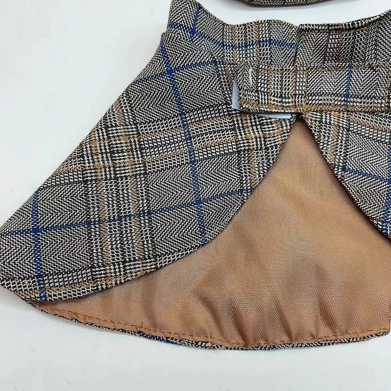 Pet Detective Transformation Cloak Hat Set Cat Dog Checkered Halloween Dress Up Funny Cloak Coat Puppy Clothes for Small Dogs