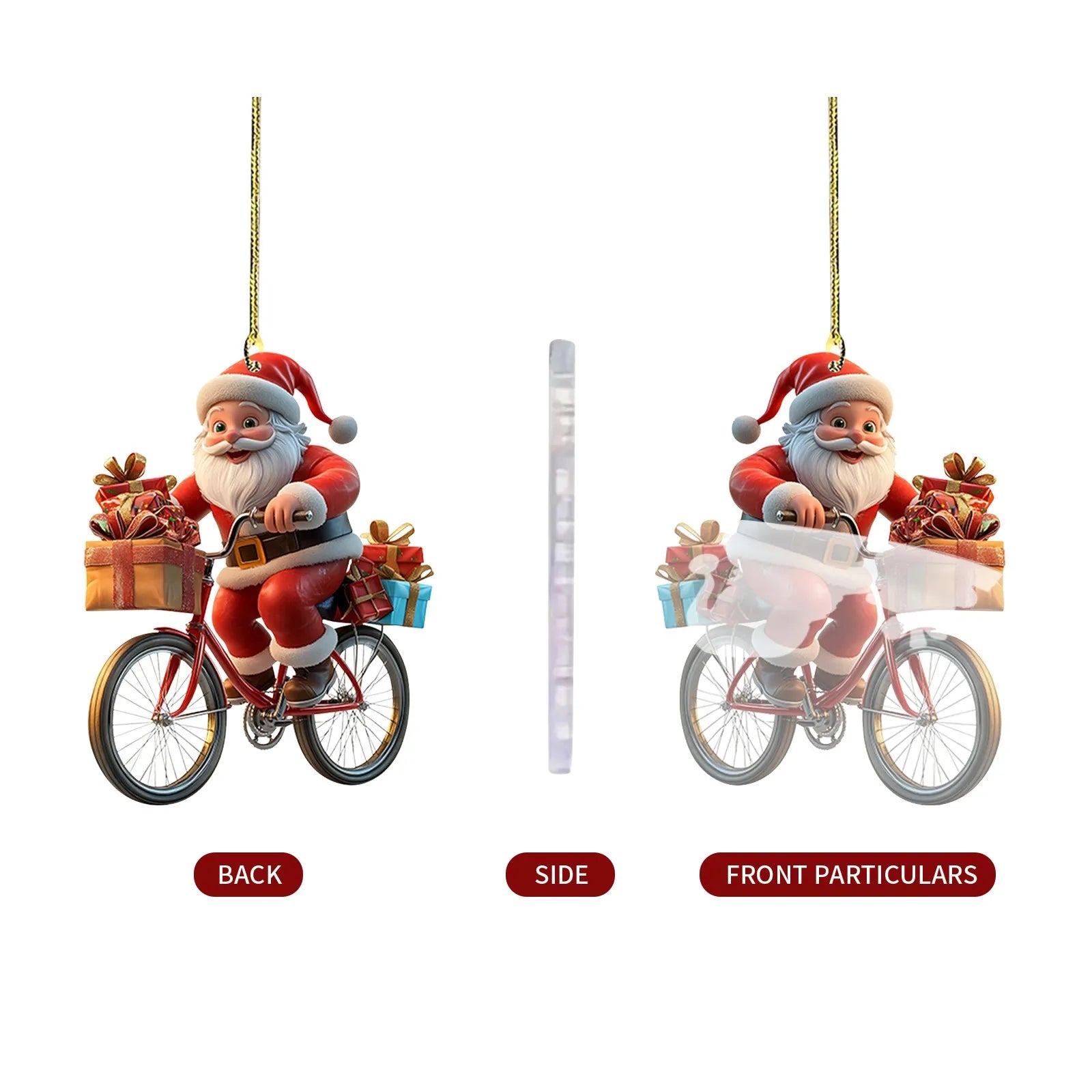Christmas Tree Pendant Acrylic 2D Cartoon Santa Claus Snowman Festive Hanging Ornaments for Christmas Tree Decor Cute Cartoon