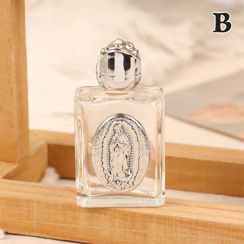 11 Types Of Glass Holy Water Jesus Bottle Religious Cross Bottle Christian Virgin Sculpture Bottle Refillable Holy Water Bottle