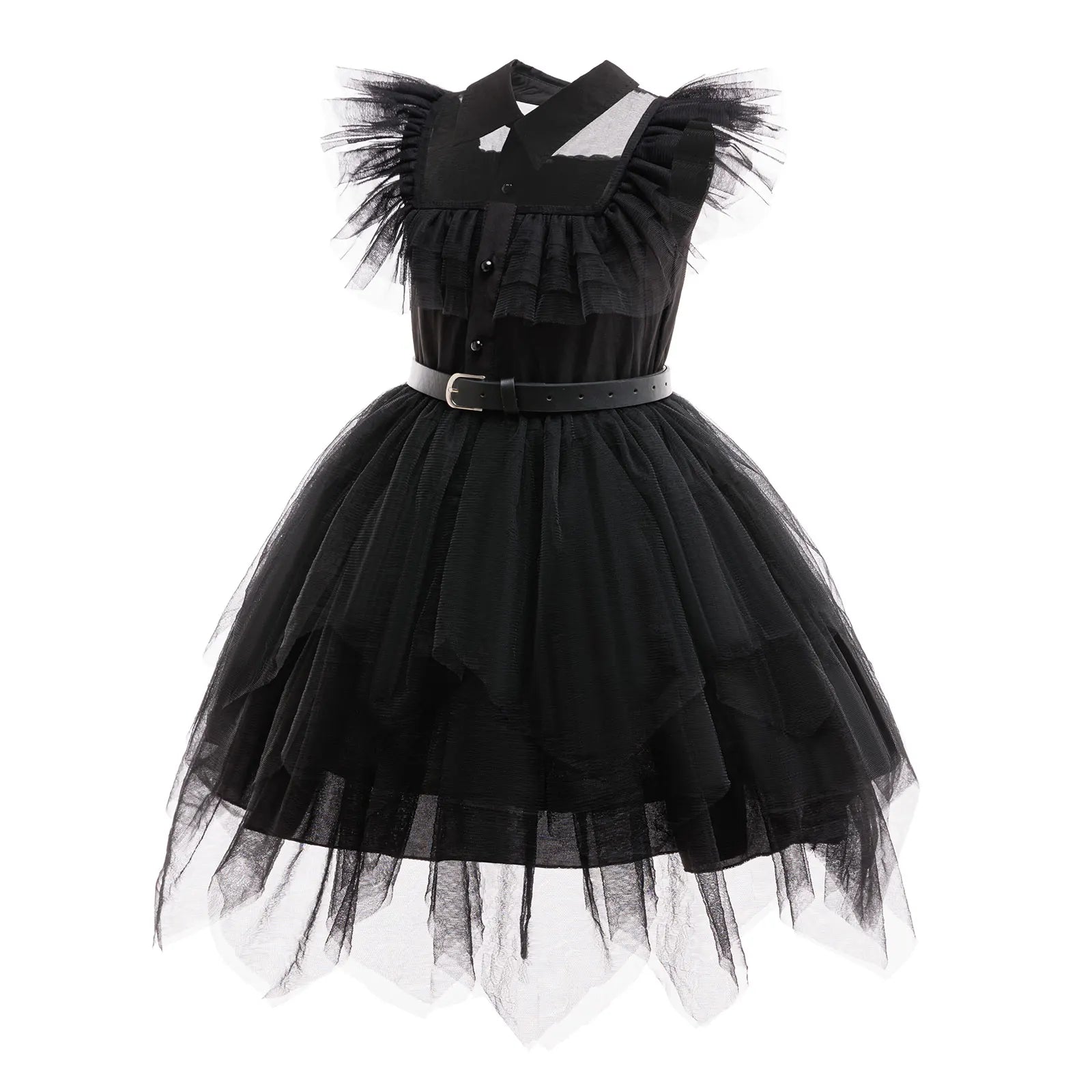 2025 Movie Weirdo Wensday Role Play Costume with Belt Wed. Season 2 Girl Prom Gown Soft Frock Gothic Black Adams Halloween Dress