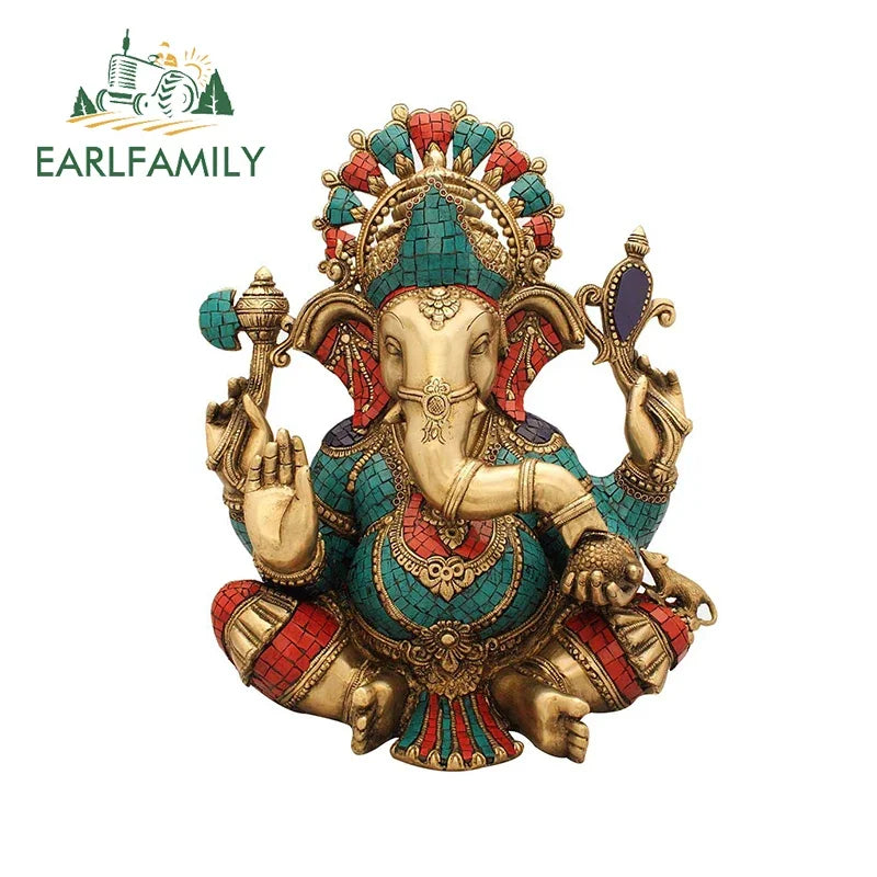 EARLFAMILY 13cm  for Ganesha Car Stickers Waterproof Sunscreen Suitcase Vinyl Material Motorcycle Helmet Fine Decal for Vehicle