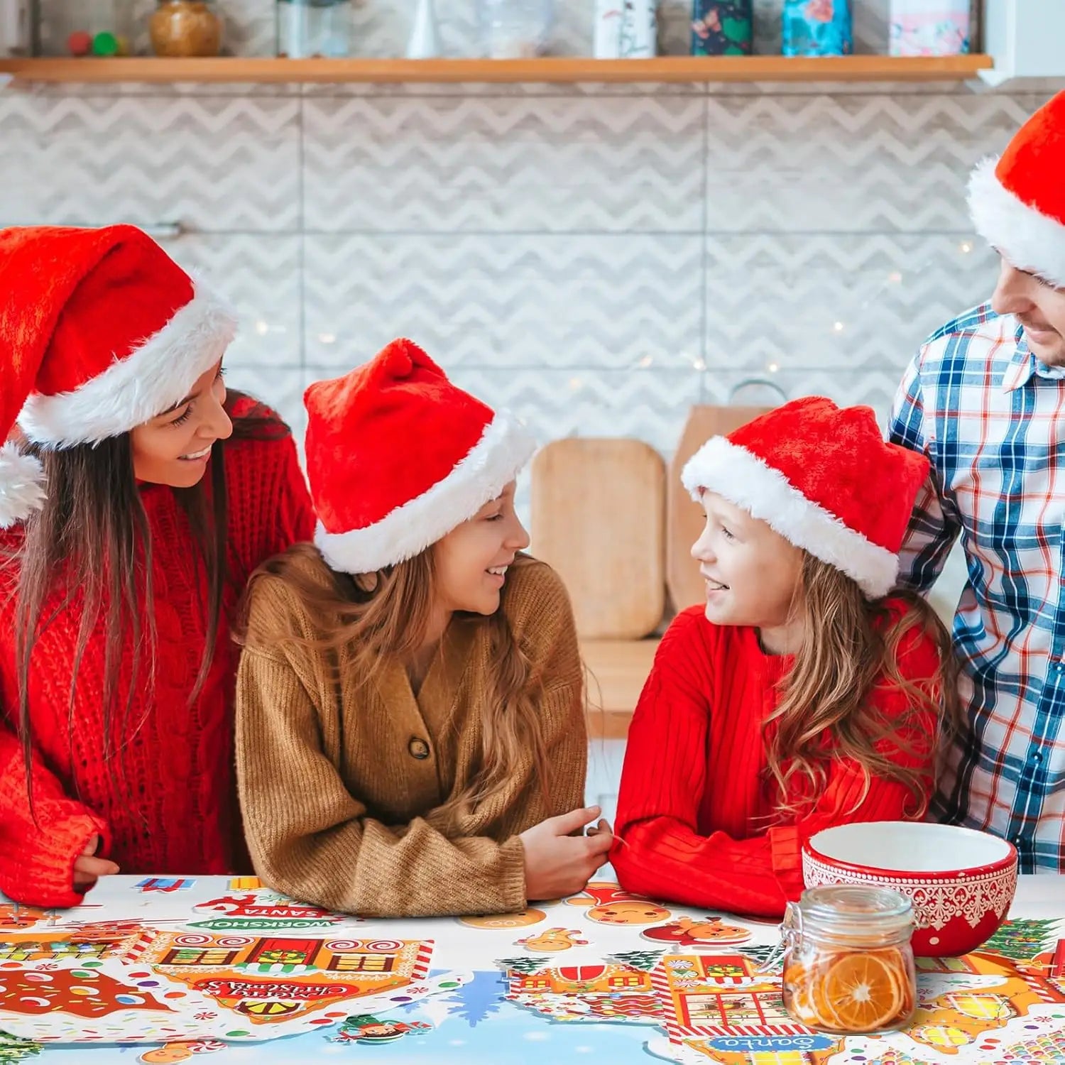 Christmas Felt Story Board Set Detachable Ornaments Wall Decor House Crafts DIY Learning Interactive Play Kit for Holiday Xmas