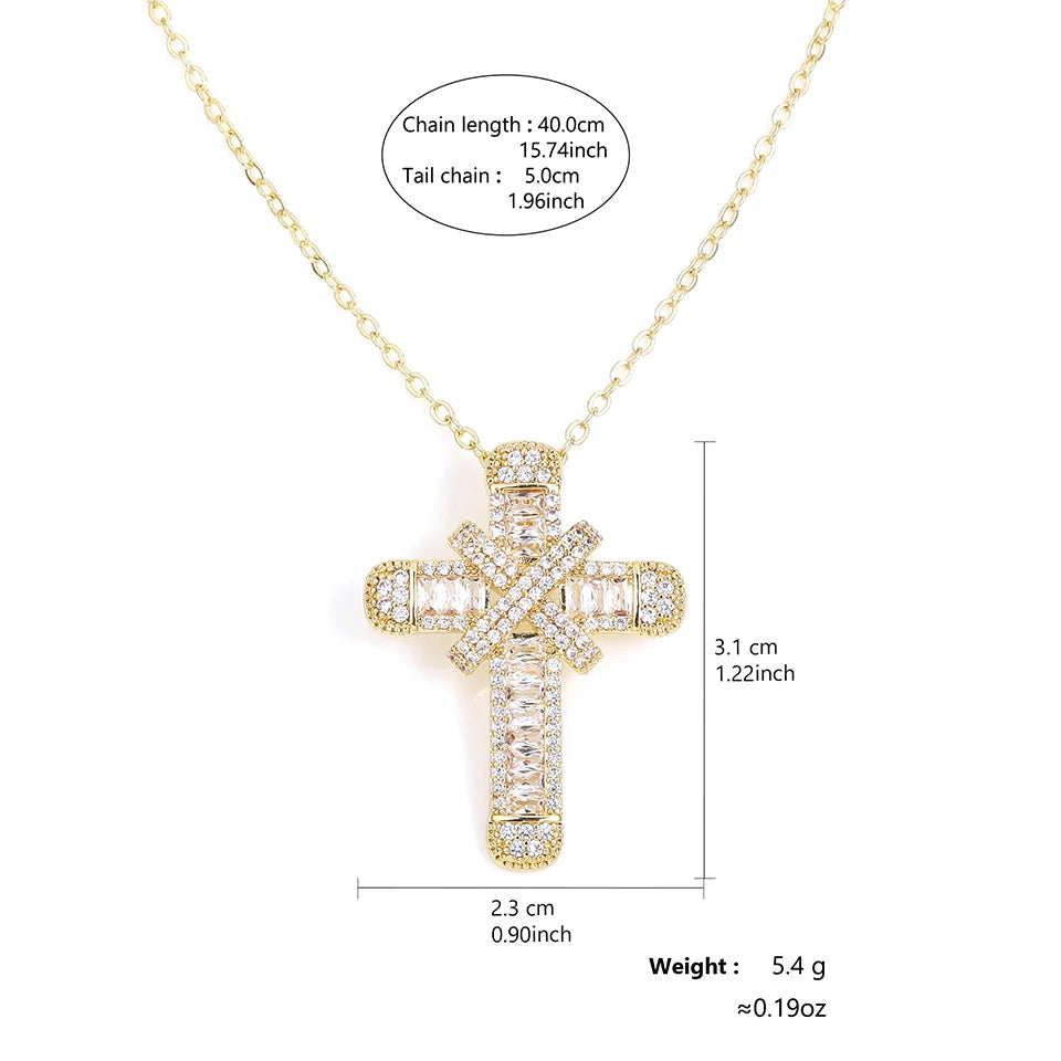 Cross Pendant Necklaces Classical Sparkling CZ Cross Necklace Jewelry Festival Party Daily Gifts For Men