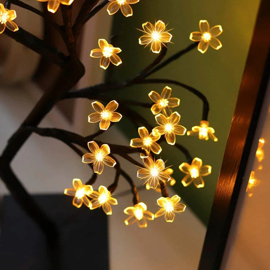LED indoor room decoration tree light bedroom home lighting simulation cherry blossom tree light