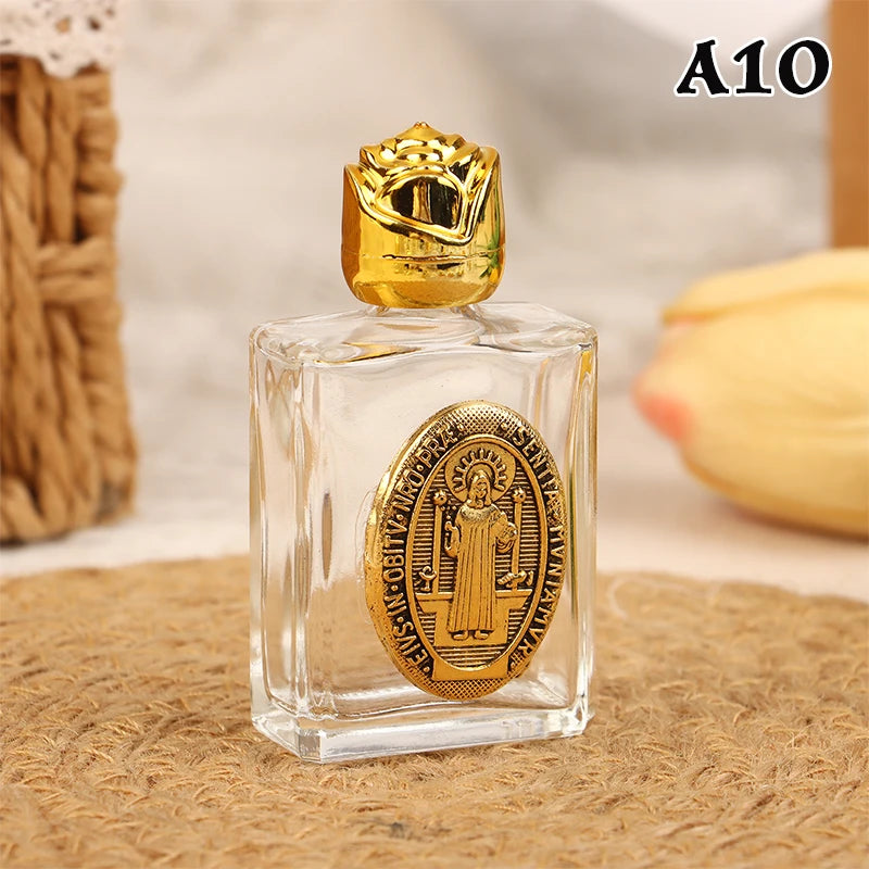 11 Types Of Glass Holy Water Jesus Bottle Religious Cross Bottle Christian Virgin Sculpture Bottle Refillable Holy Water Bottle