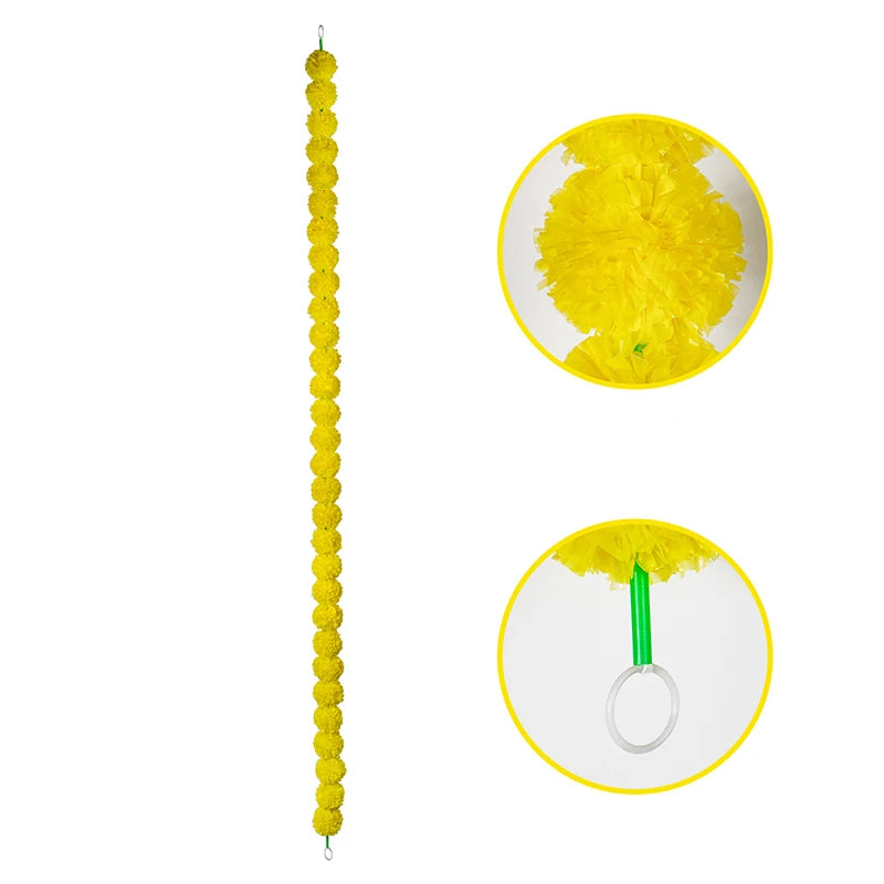 1pc Marigold Flower Artificial Garland For Diwali Pooja Mexican Party Fiesta Day Of The Dead Decoration Indian Wedding Supply