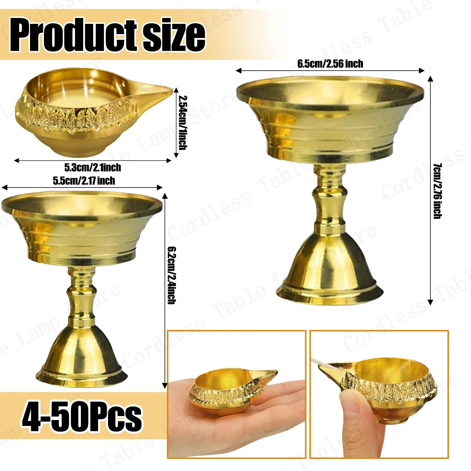 4-50Pcs Diwali Diya Lamp Brass Oil Lamp Copper Butter Lamp Holder Traditional Indian Oil Lamp for Puja Kuber Indian Diwali Gifts