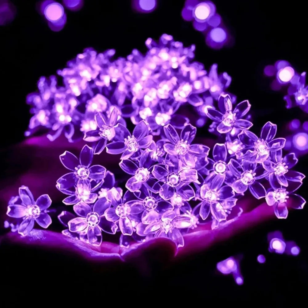 Outdoor Garden Solar Flower Light, Waterproof Solar String Lights, Fairy Simulation Floral Garlands, Christmas Decoration Lamp.