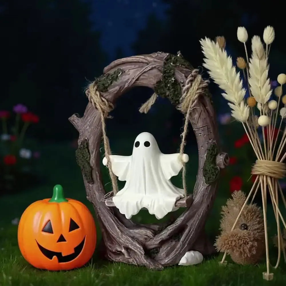 Halloween Themed Halloween Swing Ghost Ornament Handicraft Statue Spooky Ghosts Decor Model Collectible