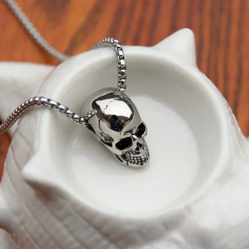 Gothic Pattern Skull Ghost Head Pendant Necklace Men's Punk Trend Alternative Halloween Jewelry