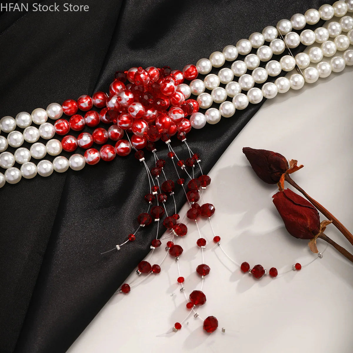 Necklace Dripping Blood Imitation Pearls Womens Necklace Halloween Choker Gothic Style Pearls Creative Tassel Choker Necklace