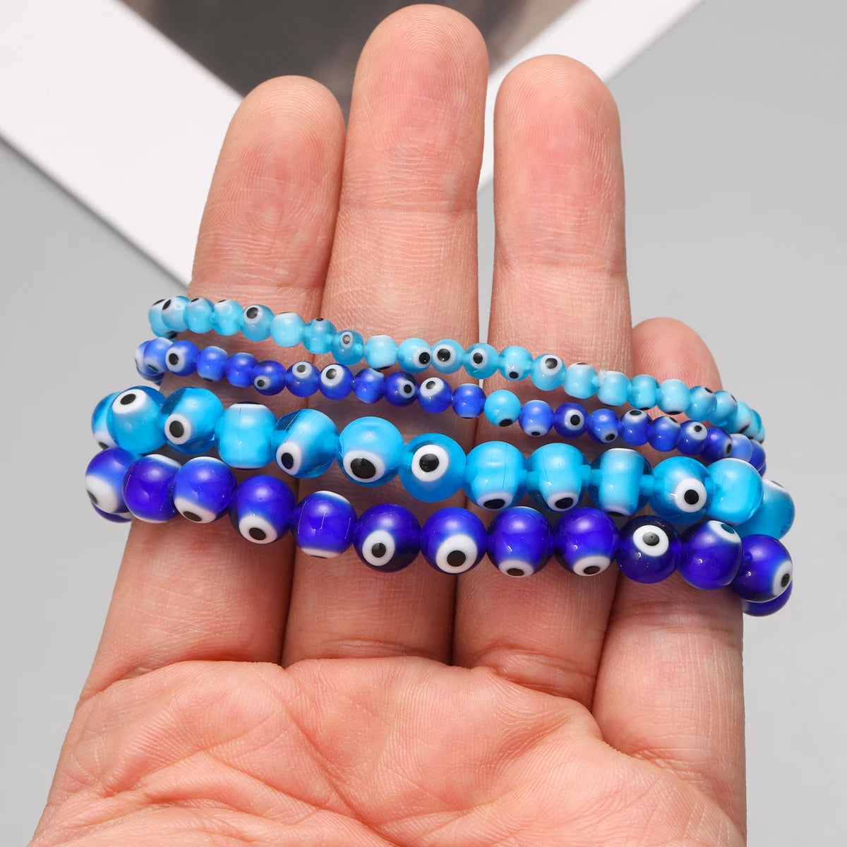 Classic Turkey Lucky Evil Eye Men's Bracelet Women's Blue Evil Eye Natural Stone Bead Bracelet Handmade Glamour Jewelry