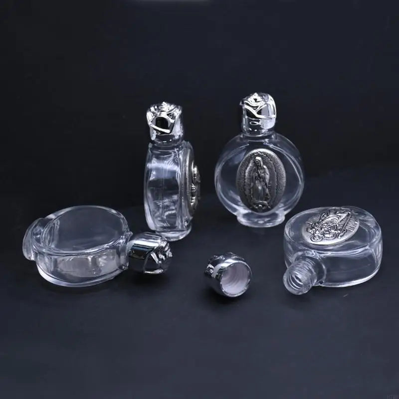 Empty Holy Water Bottle with Lid Clear Glass Praying Supplies for Home Church Christian Baptism Religious Gift Accesso