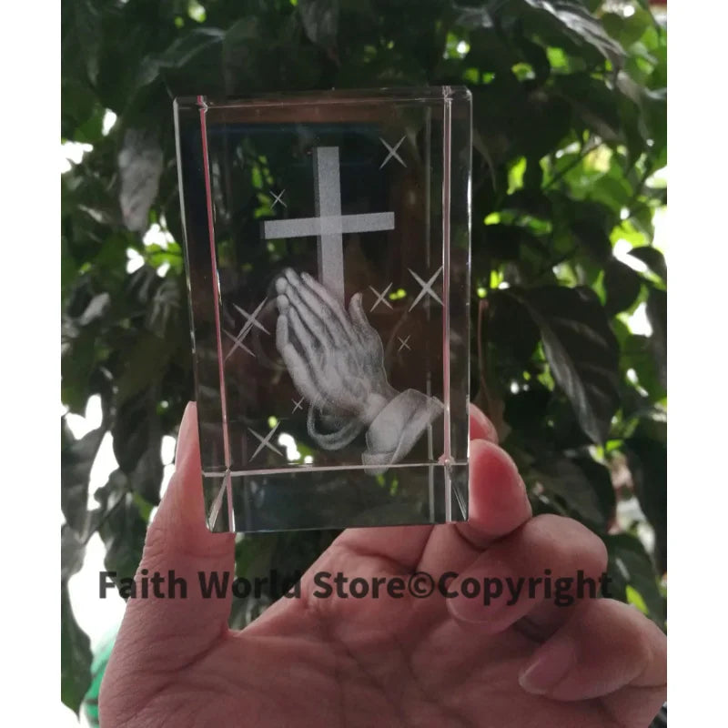 Christianity Catholicism BEST Christmas gift Religious efficacious Pray HOME family Safety Talisman 3D Crystal THE CROSS statue