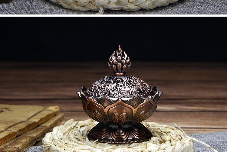 Copper Tower Incense Burner Sandalwood Incense Burner Lotus Incense Burner Incense Plug Ornaments Buddhist Temple Home Interior