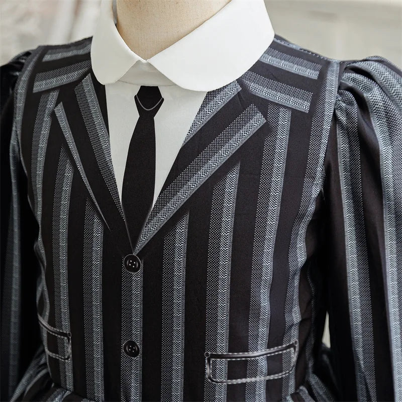 Children Wednesday Costume Girls Black Gothic Family Clothes Halloween Cosplay Costume for Kids Easter Carnival Fancy Dress Up