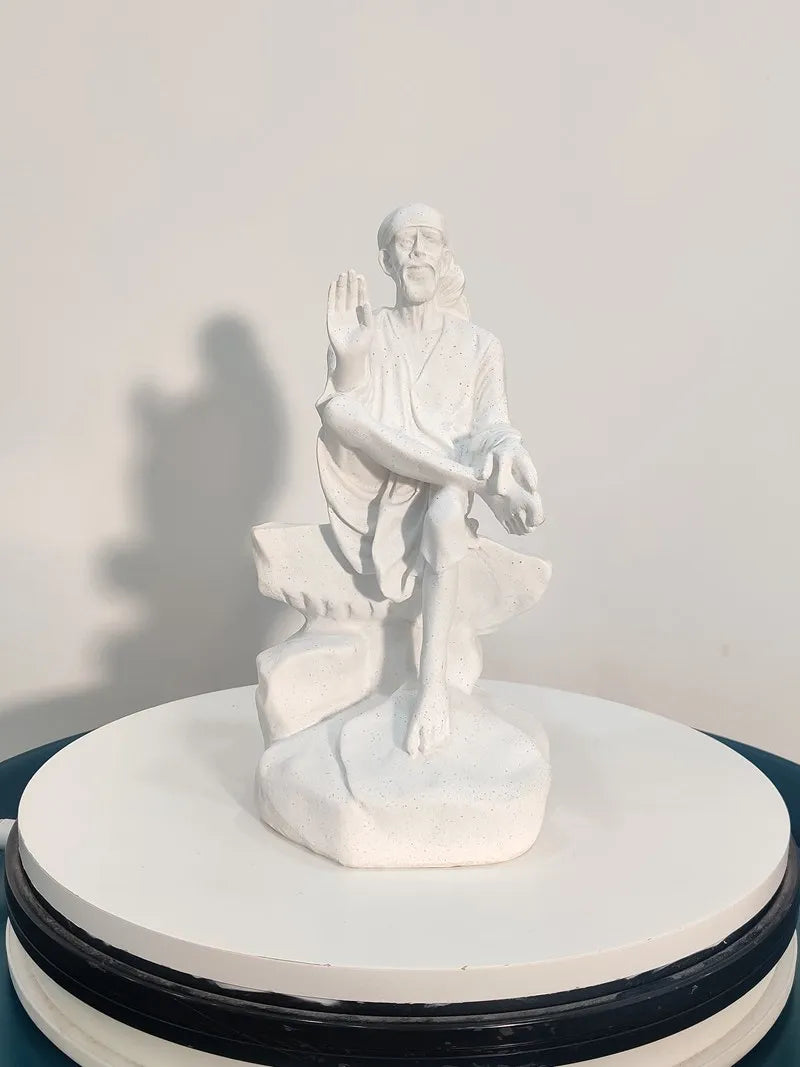 Vilead 26cm Sandstone Sai Baba of Shirdi Statue Hindu Sculpture Hand Crafted Replica Hinduism Indian God  Home Office Decoration