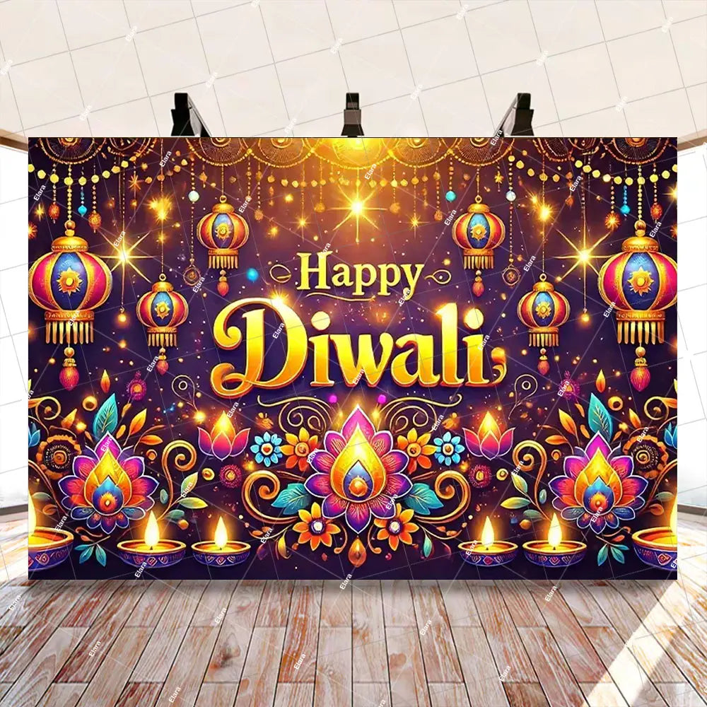 Diwali Decorations Indian Diwali Festival Deepavali Peacock Candle Wedding Birthday Party Supplies Backdrop Banner Photo Studio