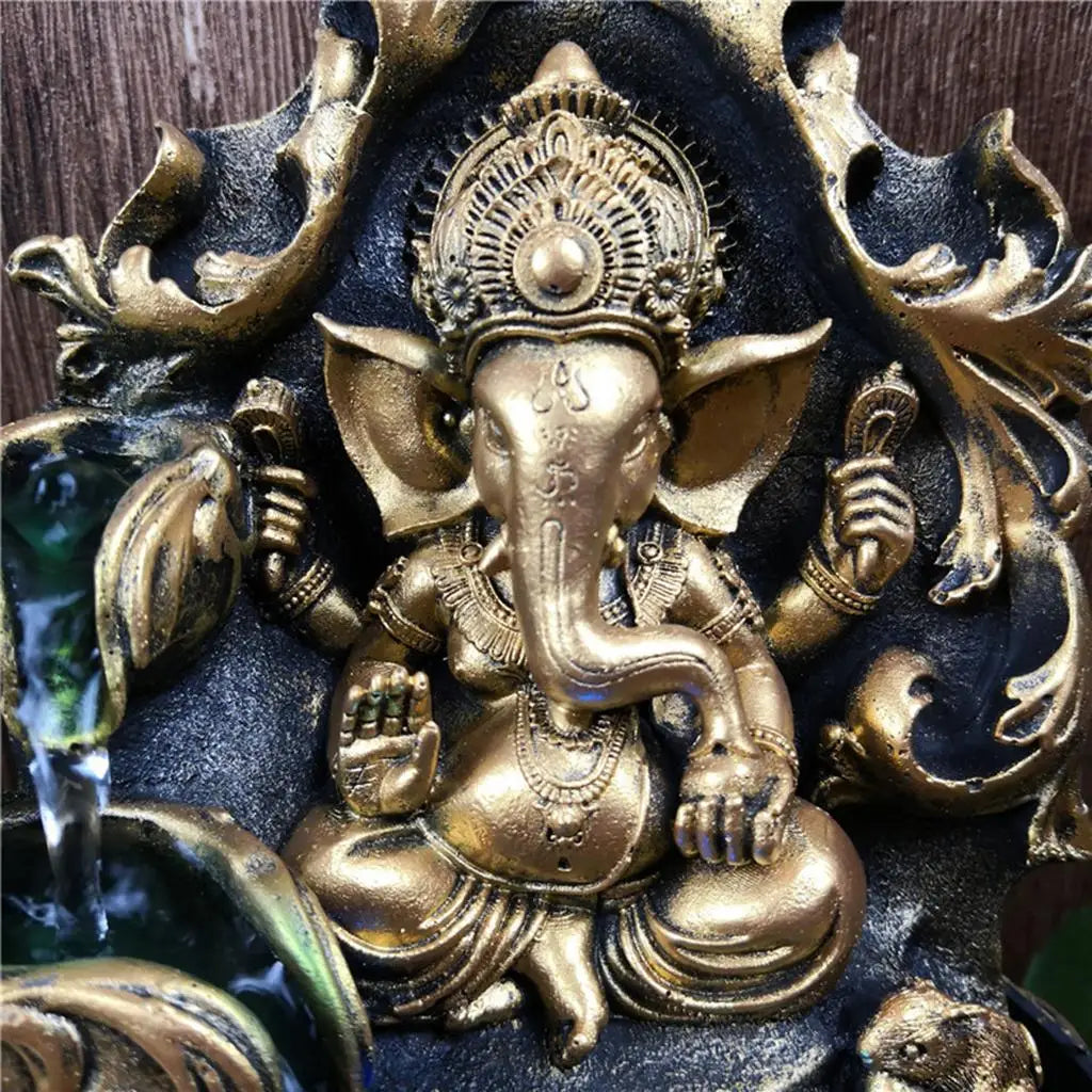 Decorative Hindu Ganesha Statue Water Fountain Waterscape Lucky Meditation Relax Home Living Room Ornaments