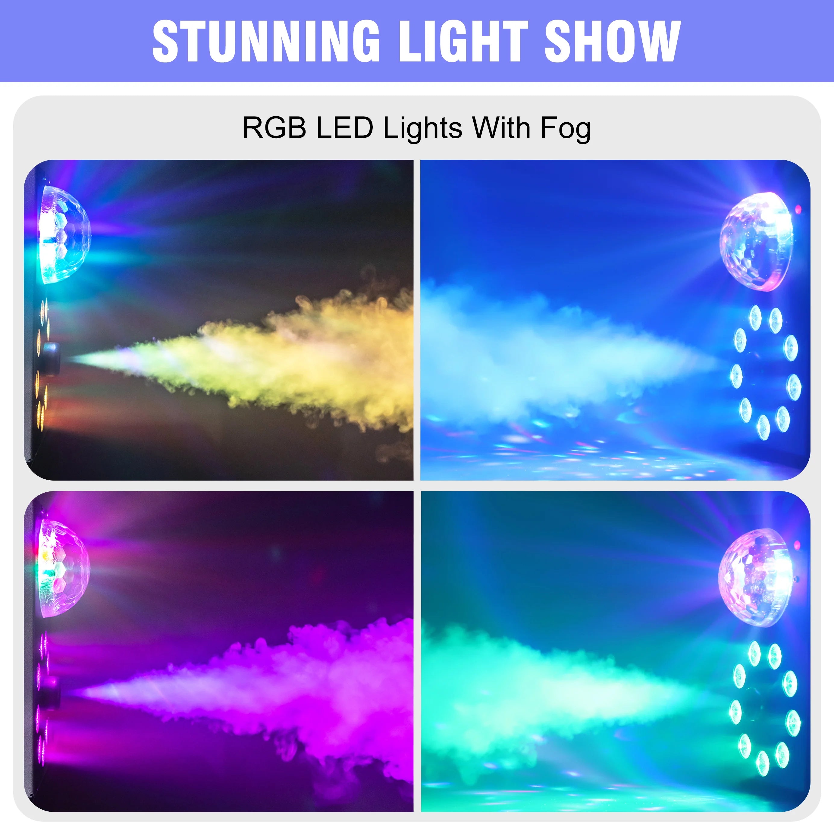 U'King 700W Smoke Machine Wireless Remote Control Effect Fogger 3in1 LED RGB Stage Light Fog Machine DJ Disco Party Halloween