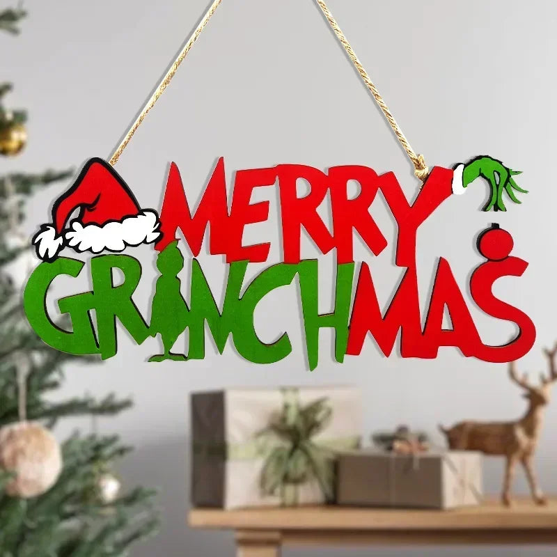 christmas wooden hanging christmas tree ornaments front door party decoration supplies