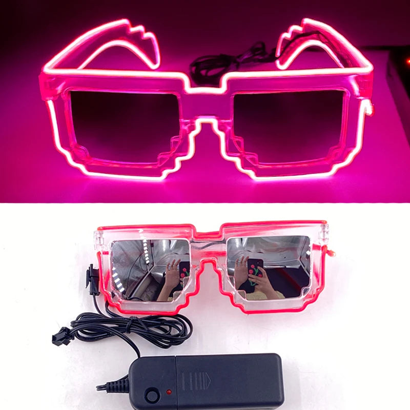 Funny Light Up Glasses Luminous LED Mosaic Glasses Men Women Halloween Party Supplies Glowing Glasses Neon Gafas Prpos