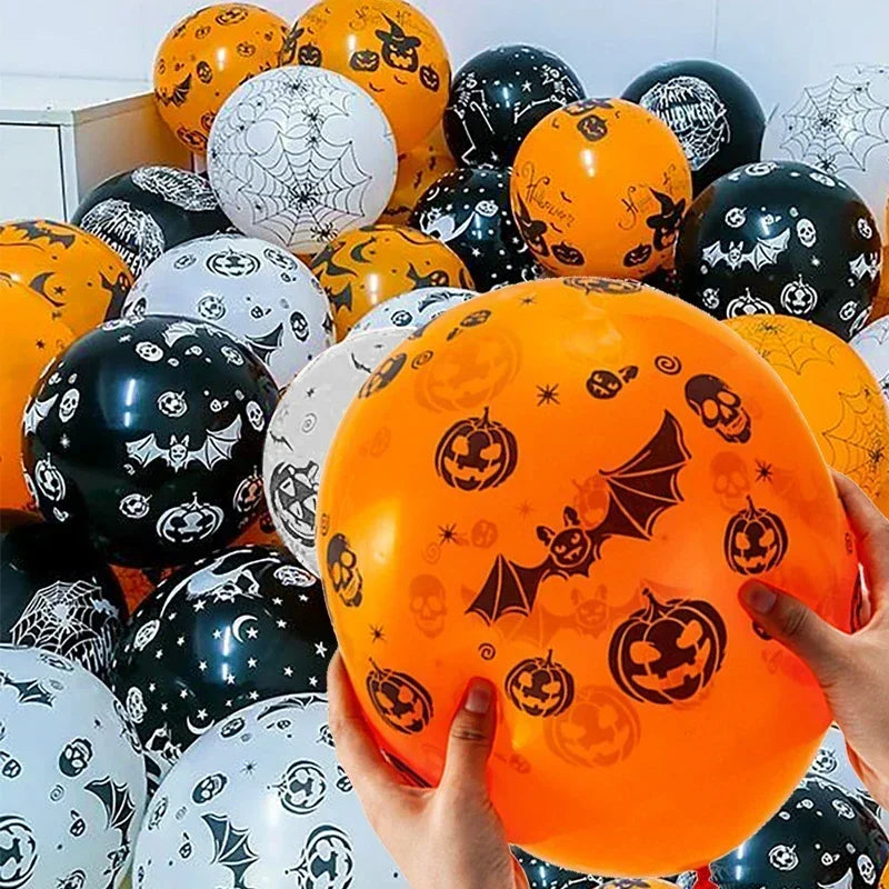 Halloween Decor Props Set Creative Horror Ghost Black Gauze With Spider Latex Balloons Halloween Party Decors Supplies Globos