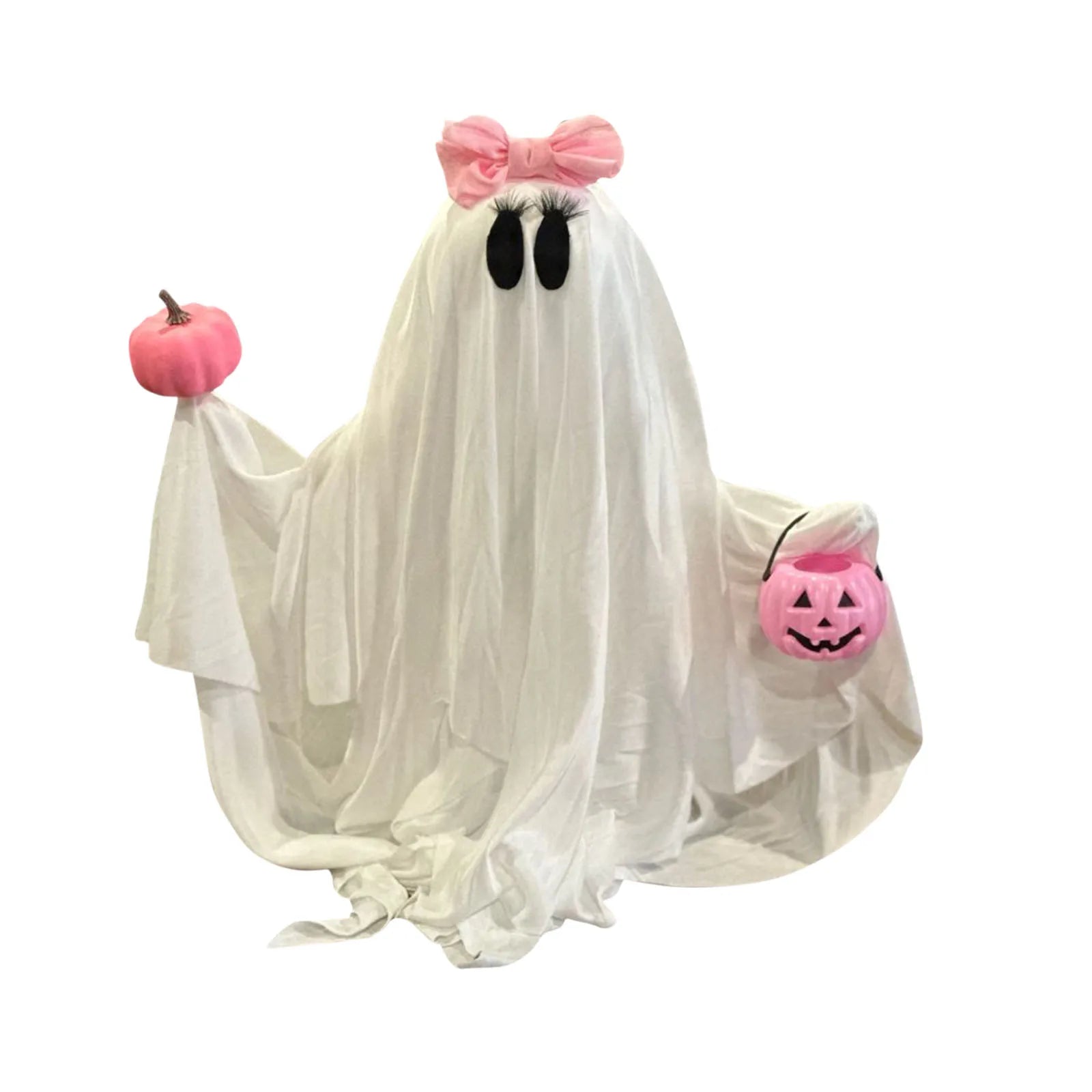 Halloween Ghost Holding Pink Pumpkin Halloween Decorations Indoor Spooky Ghost Decor Halloween Party Desktop Decoration Ornament