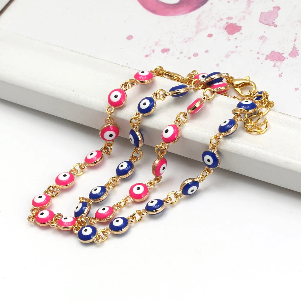 EVIL EYE Adjustable Alloy Foot Chain Women Anklet Drop Oil Turkish Evil Eye Anklet tobilleras mujer תכשיטים chaine de cheville