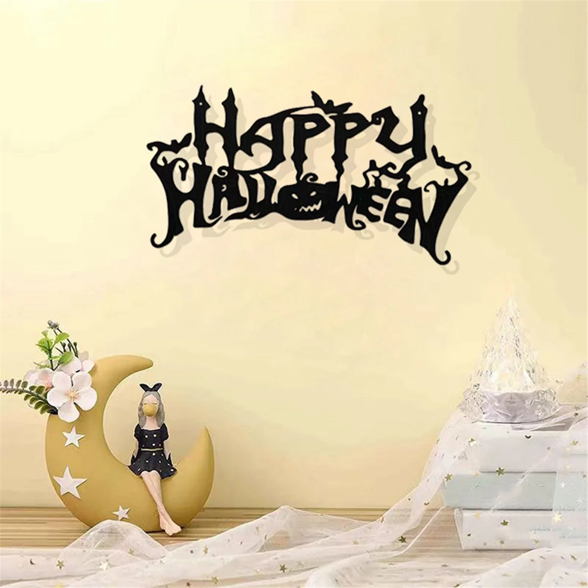 Halloween Theme Decor, Wall Art Decorations, Indoor Livingroom Black Classic Room Decor Wall Decor Metal Wall Hanging