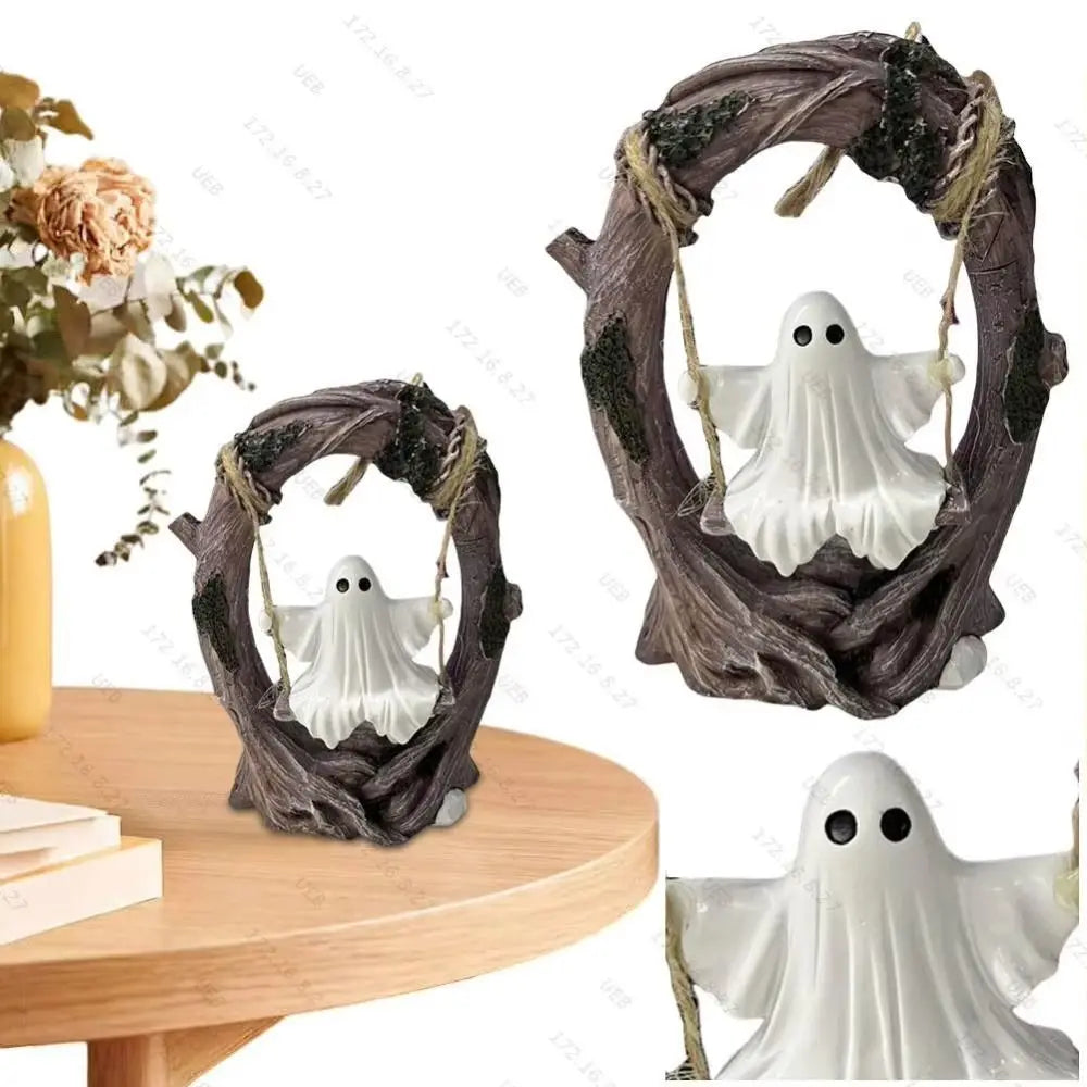 Halloween Themed Halloween Swing Ghost Ornament Handicraft Model Spooky Ghosts Decor Statue Collectible