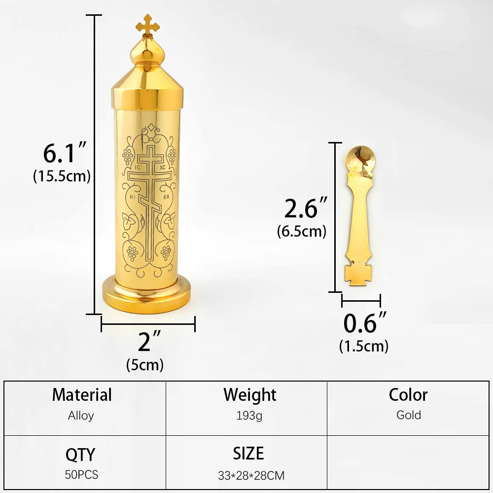 Orthodox Portable Holy Water Set, Religious Articles for Storing and Distributing Holy Water, Cross Design, Blessing Ceremony