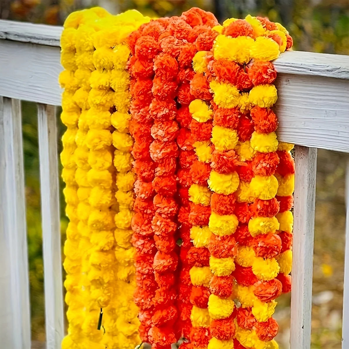1pcs Marigold Garland for Decoration Artificial Marigold Flower Diwali Indian Wedding Mexico Dia De Los Muertos Halloween Decors