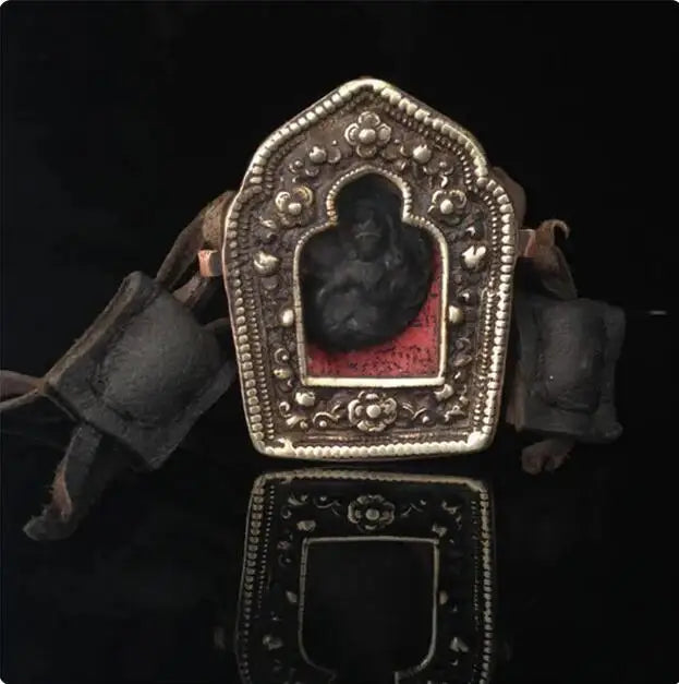 Tibet Brass Old Golden Temple Big Prayer Box for Man Tibetan GAU Amulets Buddhist Handcrafts