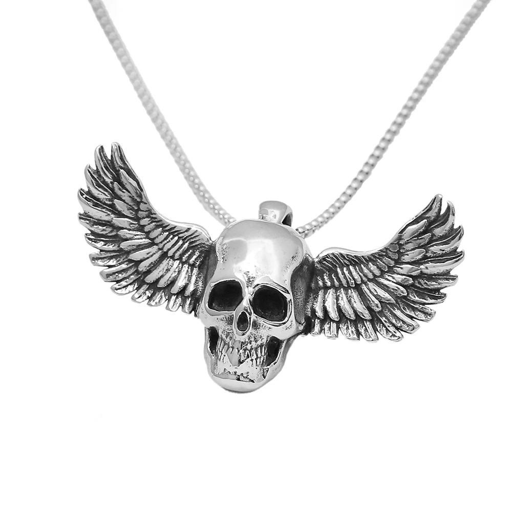 Gothic Hip Hop Skull Pendant Necklaces For Men Stainless Steel Punk Fashion Skeleton Necklace Halloween Jewelry Gifts Wholesale