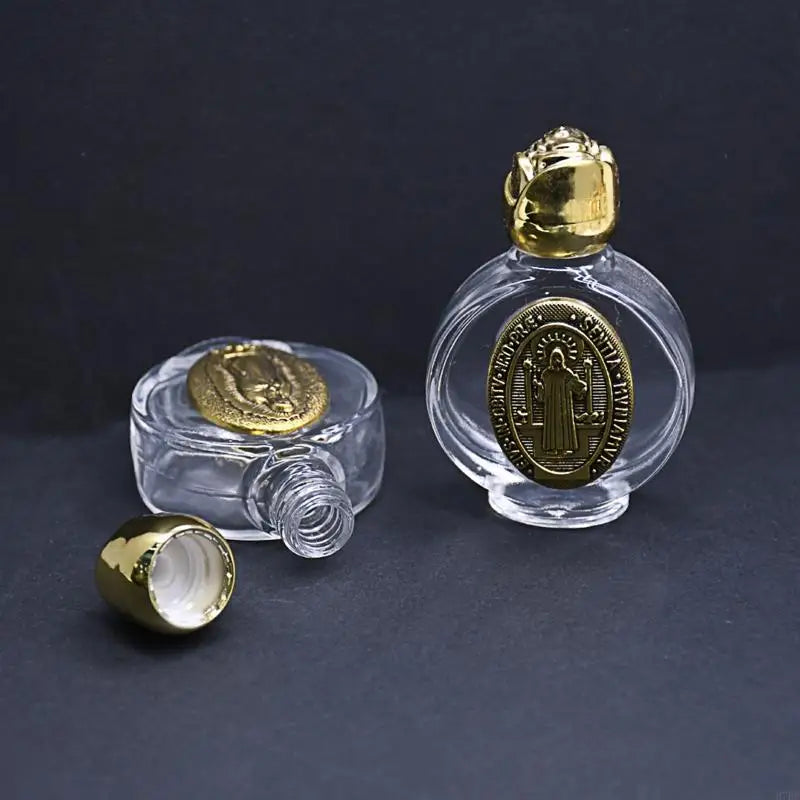 Empty Holy Water Bottle with Lid Clear Glass Praying Supplies for Home Church Christian Baptism Religious Gift Accesso