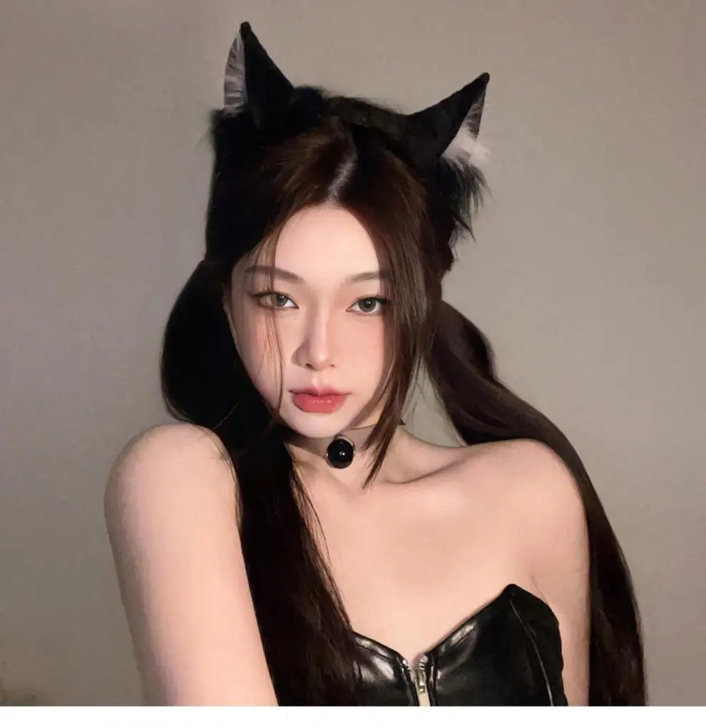 Plush Cat Ears Headband Women Girls Cosplay Hair Band Funny Cute Lolita Hair Hoop Hair Accessories Christma Halloween Dress Up