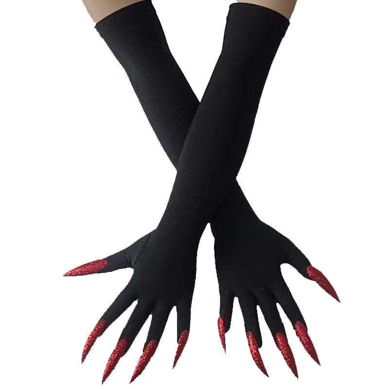 Cool Halloween gloves long ghost claw dress up gloves fashionable red long nails Cosplay Halloween funny gloves A529