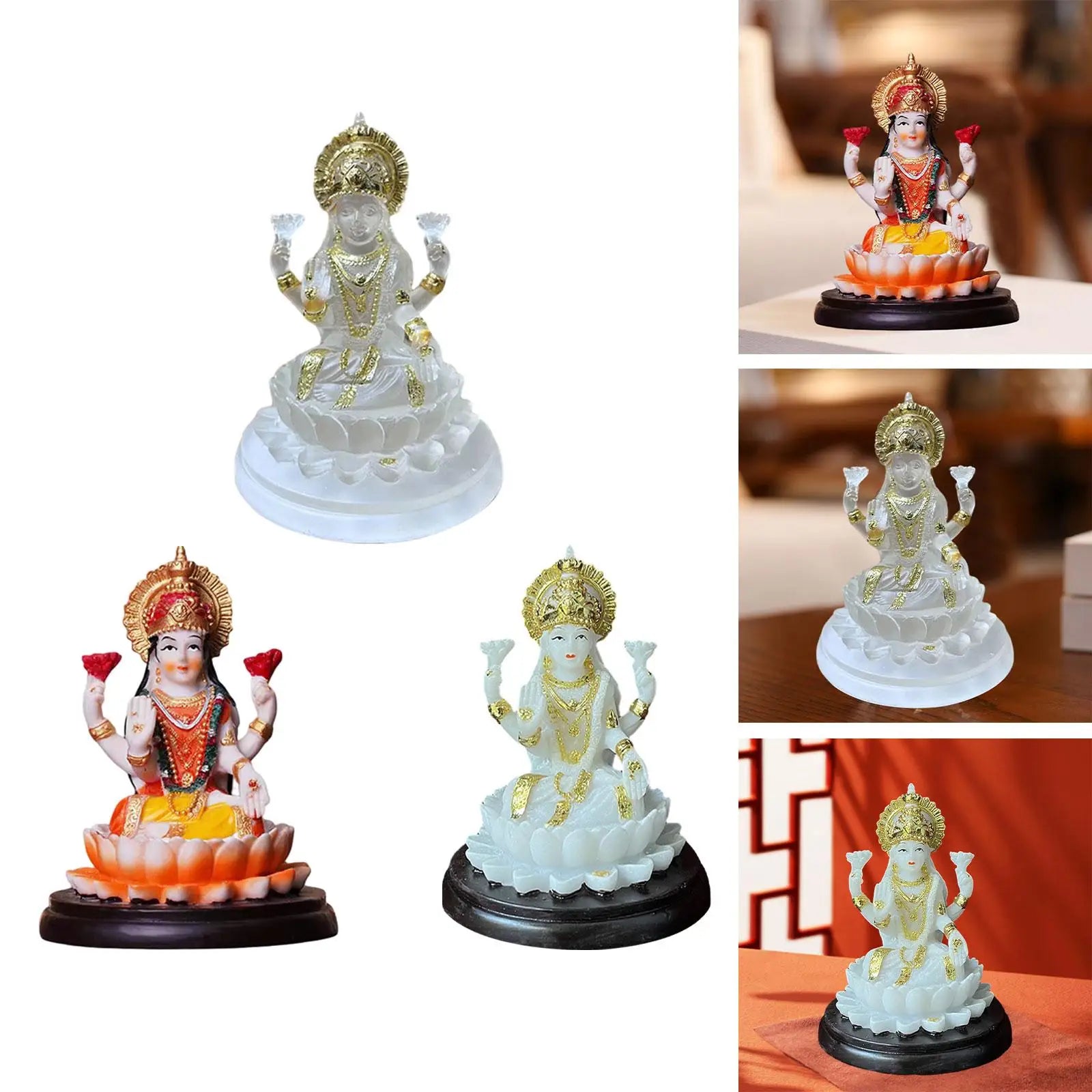 4.3inch Resin Hindu Goddess Figurine Buddha Statue Stylish Elegant Tabletop Decoration Tall for Fairy Garden Easily Clean