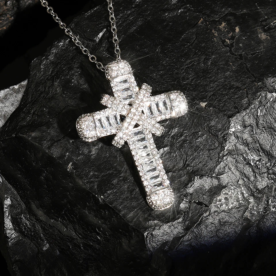 Cross Pendant Necklaces Classical Sparkling CZ Cross Necklace Jewelry Festival Party Daily Gifts For Men