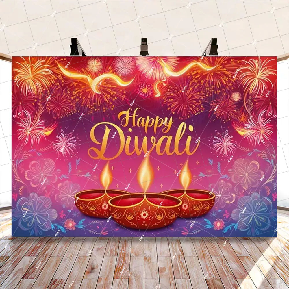 Diwali Decorations Indian Diwali Festival Deepavali Peacock Candle Wedding Birthday Party Supplies Backdrop Banner Photo Studio