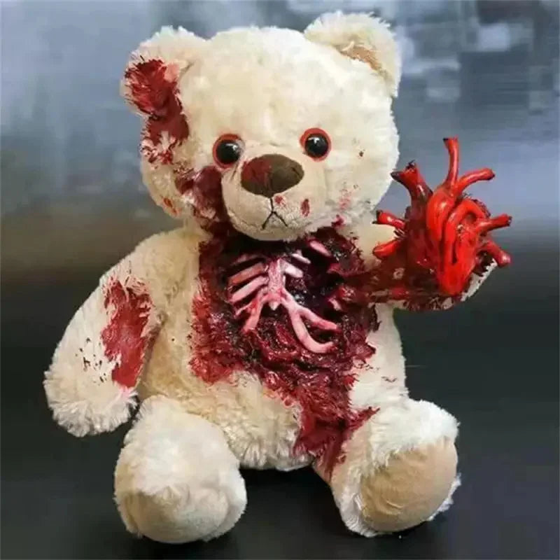 Halloween Horror Plush Bear Haunted House Decoration Atmosphere Holiday Party Prank Animal Shredding Props Resin Crafts